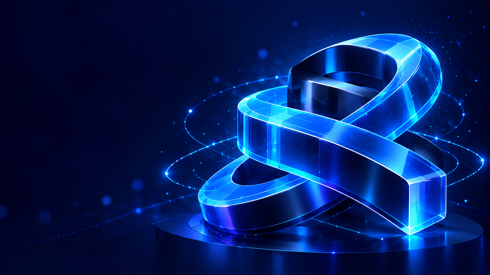 Interlocking blue glass forms representing a connected delivery process